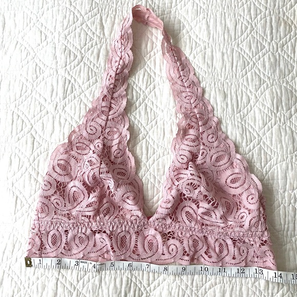 PINK Victoria’s Secret Pink Lace Halter Bralette Size M - Picture 3 of 9